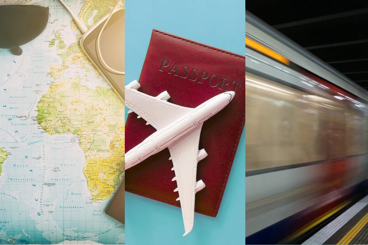 Image showing a map, passport, plane and train for blog about a week on the road packed with client insights! Learn why showing up matters for digital success and how Adobe Commerce Optimizer (ACO) is transforming product data for our clients.