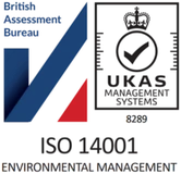 ISO 14001 Environmental Management certified (British Assessment Bureau, UKAS)